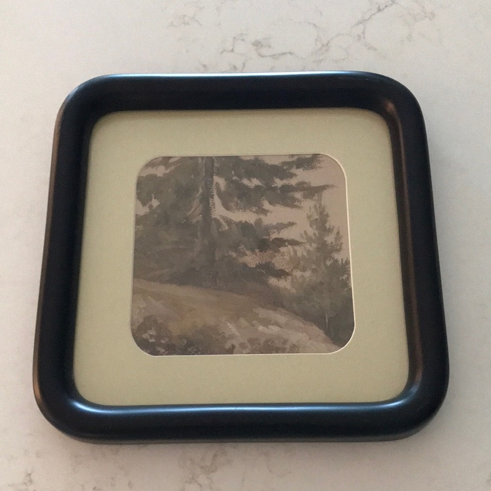 Hearth & Hand Black Framed Square Wall Art Autumn Evergreen 8x8